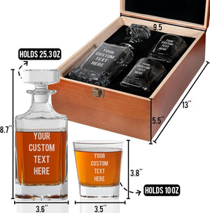 Custom Whiskey Decanter Set with Logo or Text, Custom Engraved Decanter with 2 Whiskey Glasses, Customized Gifts for Men, Birthday