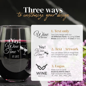 Custom Stemless Wine Glass, 20oz with Bulk Pricing - Custom Business Gifts, Clients, Wedding Favors, Parties, Birthdays, Events