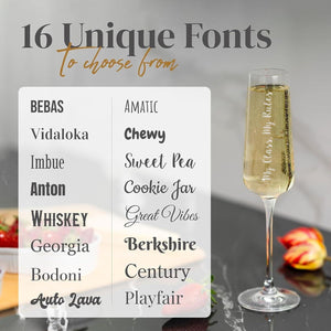 Custom Champagne Flutes, Custom Logo Champagne Glass with Bulk Pricing - Great for Wedding Favors, Party Favors and New Year's Eve