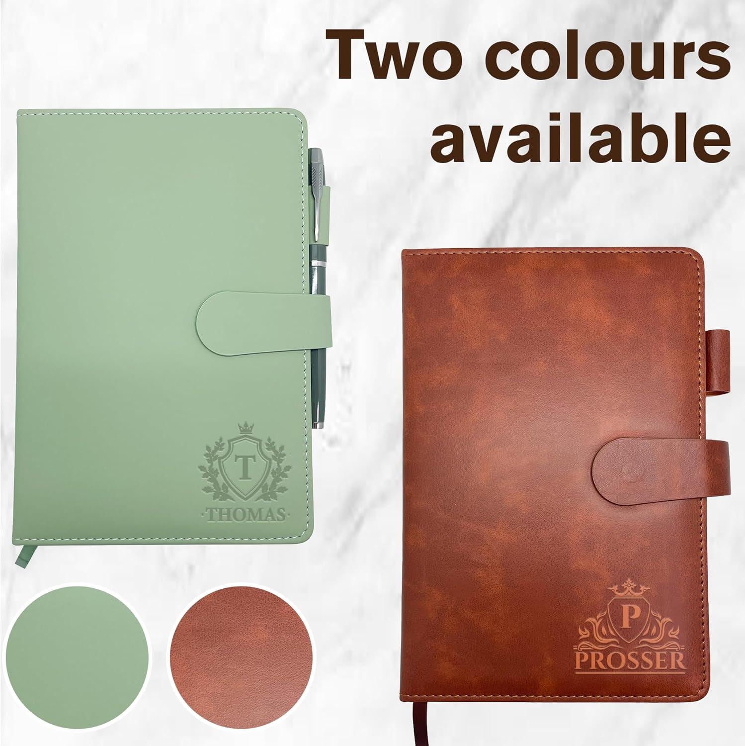 Personalized Journal with Gift Box and Pen, Monogrammed Leather Notebook, Custom Engraved Journal, Birthday, Friend, Mom, Business Gift