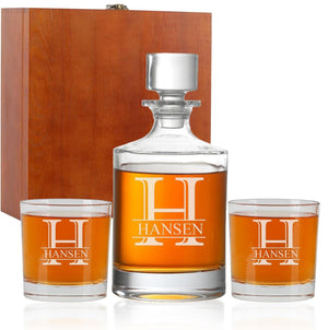 Personalized Whiskey Decanter, Custom 25oz Liquor Decanter, Customizable Decanter With Wood Gift Box, Gifts for Dad, Birthday, Retirement