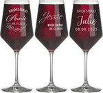 Personalized Bridal Party Wine Glasses  - Personalized Engraved Monogrammed Bridesmaids Wedding Glasses, for Bride and Maid of Honor