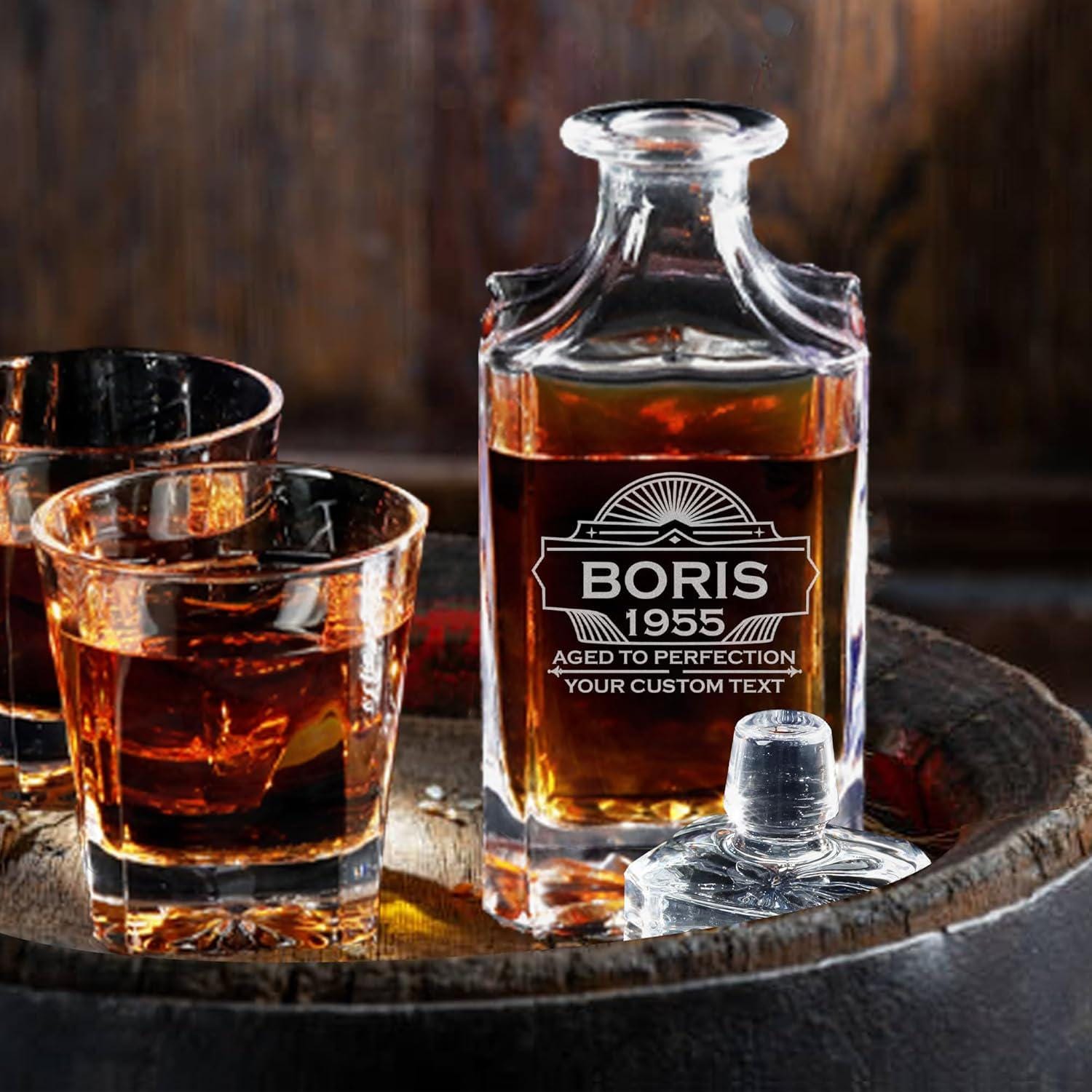 Personalized Whiskey Decanter for Birthday Gift 30th 40th 50th 60th Birthday Gift for Him, Dad, Guys