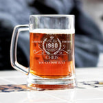 Personalized Beer Mug for Birthday Gift 30th 40th 50th 60th Birthday Gift for Him, Dad, Guys