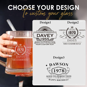 Personalized Beer Mug for Birthday Gift 30th 40th 50th 60th Birthday Gift for Him, Dad, Guys