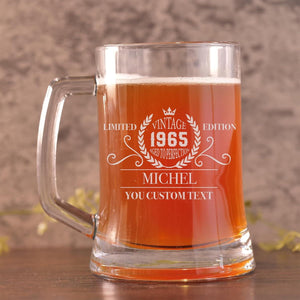 Personalized Beer Mug for Birthday Gift 30th 40th 50th 60th Birthday Gift for Him, Dad, Guys