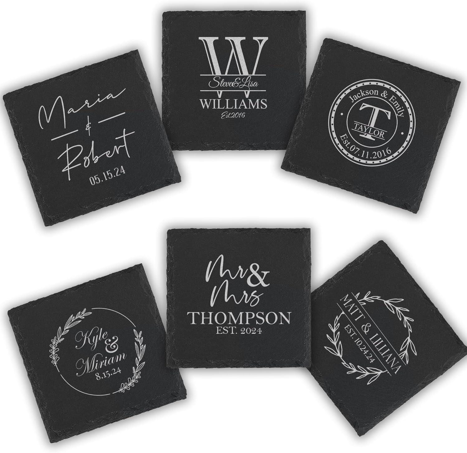 Personalized Coaster for Wedding Gift or Housewarming Gift, Perfect Newlyweds Gift, Engagement, and Anniversary
