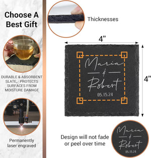 Personalized Coaster for Wedding Gift or Housewarming Gift, Perfect Newlyweds Gift, Engagement, and Anniversary