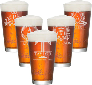Personalized Beer Glasses, Custom Pint, Mug, or Beer Can Glasses, Perfect Gift for Birthday, Groomsmen, Dad, Him