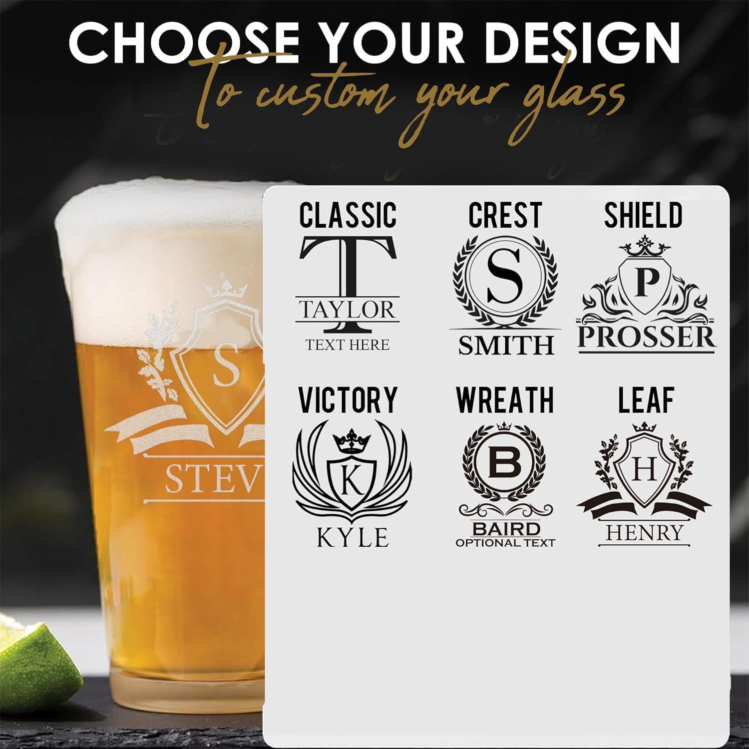 Personalized Beer Glasses, Custom Pint, Mug, or Beer Can Glasses, Perfect Gift for Birthday, Groomsmen, Dad, Him