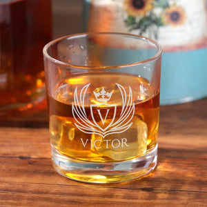 Personalized Whiskey Glass, Custom Monogrammed Whiskey Glass, Whiskey Gift for Dad, Grandpa, and Whiskey Lovers