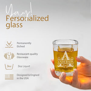 Personalized Shot Glass, Custom 3oz Shot Glasses, Gift for Men, Birthday, Wedding, and Party