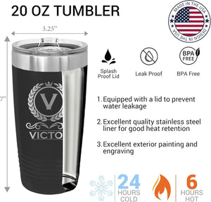 Personalized Tumbler, Engraved Travel Mug, Monogrammed Gifts for Women, Men, Christmas, Birthdays,
