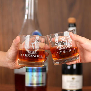 Personalized Whiskey Glass, Custom Monogrammed Whiskey Glass, Whiskey Gift for Dad, Grandpa, and Whiskey Lovers