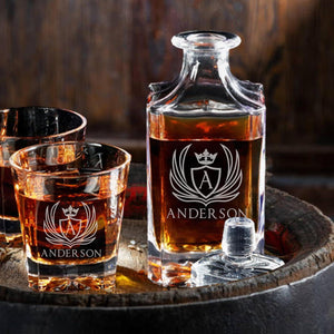 Personalized Whiskey Decanter, Custom 25oz Liquor Decanter, Customizable Decanter With Wood Gift Box, Gifts for Dad, Birthday, Retirement
