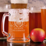 Personalized Beer Mug for Birthday Gift 30th 40th 50th 60th Birthday Gift for Him, Dad, Guys