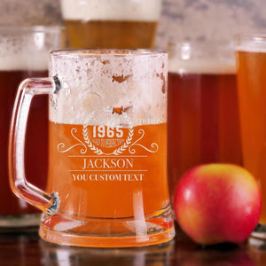 Personalized Beer Mug for Birthday Gift 30th 40th 50th 60th Birthday Gift for Him, Dad, Guys