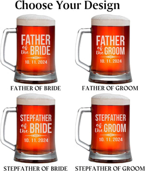 Father of The Bride Whiskey or Beer Glasses, Custom Engraved Gift for The Father of The Bride or Groom, Personalized Wedding Party Gifts