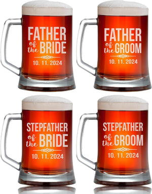 Father of The Bride Whiskey or Beer Glasses, Custom Engraved Gift for The Father of The Bride or Groom, Personalized Wedding Party Gifts