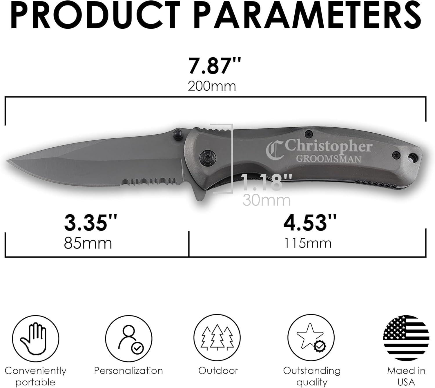 Personalized Groomsmen Knife, Custom Name Engraved Pocket Knife Gift for Best man, Groomsmen (1 Knife)