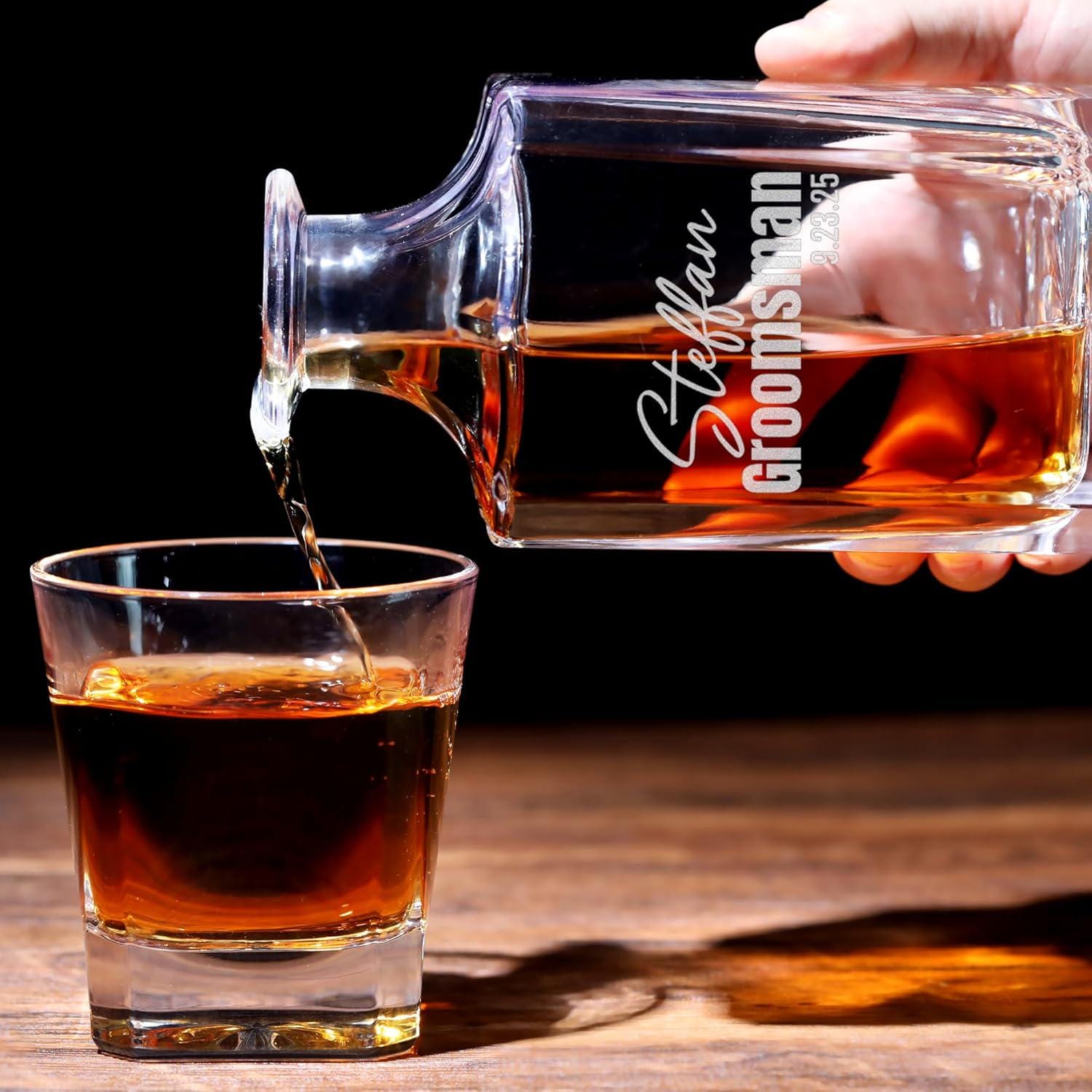 Groomsmen Whiskey Glasses or Decanter Set, Custom Best Man Gift for Wedding Favors, Best Man Proposal Gifts, and Bachelor Party