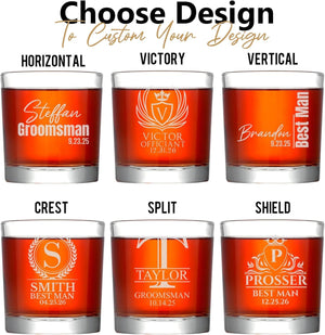 Groomsmen Whiskey Glasses or Decanter Set, Custom Best Man Gift for Wedding Favors, Best Man Proposal Gifts, and Bachelor Party