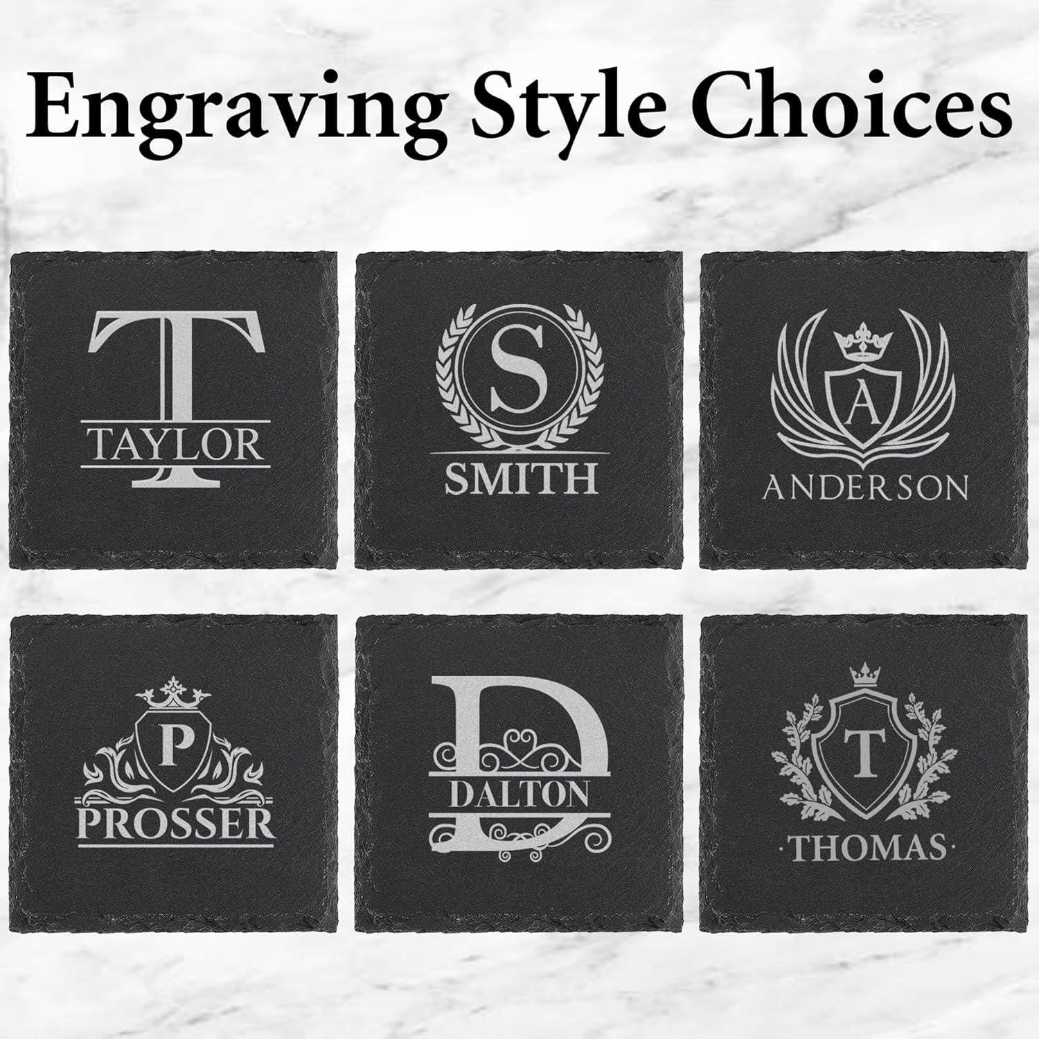 Custom Engraved Coaster, Monogrammed Personalized Coasters, Perfect Birthday, Housewarming, Host or Hostess Gift