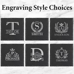 Custom Engraved Coaster, Monogrammed Personalized Coasters, Perfect Birthday, Housewarming, Host or Hostess Gift