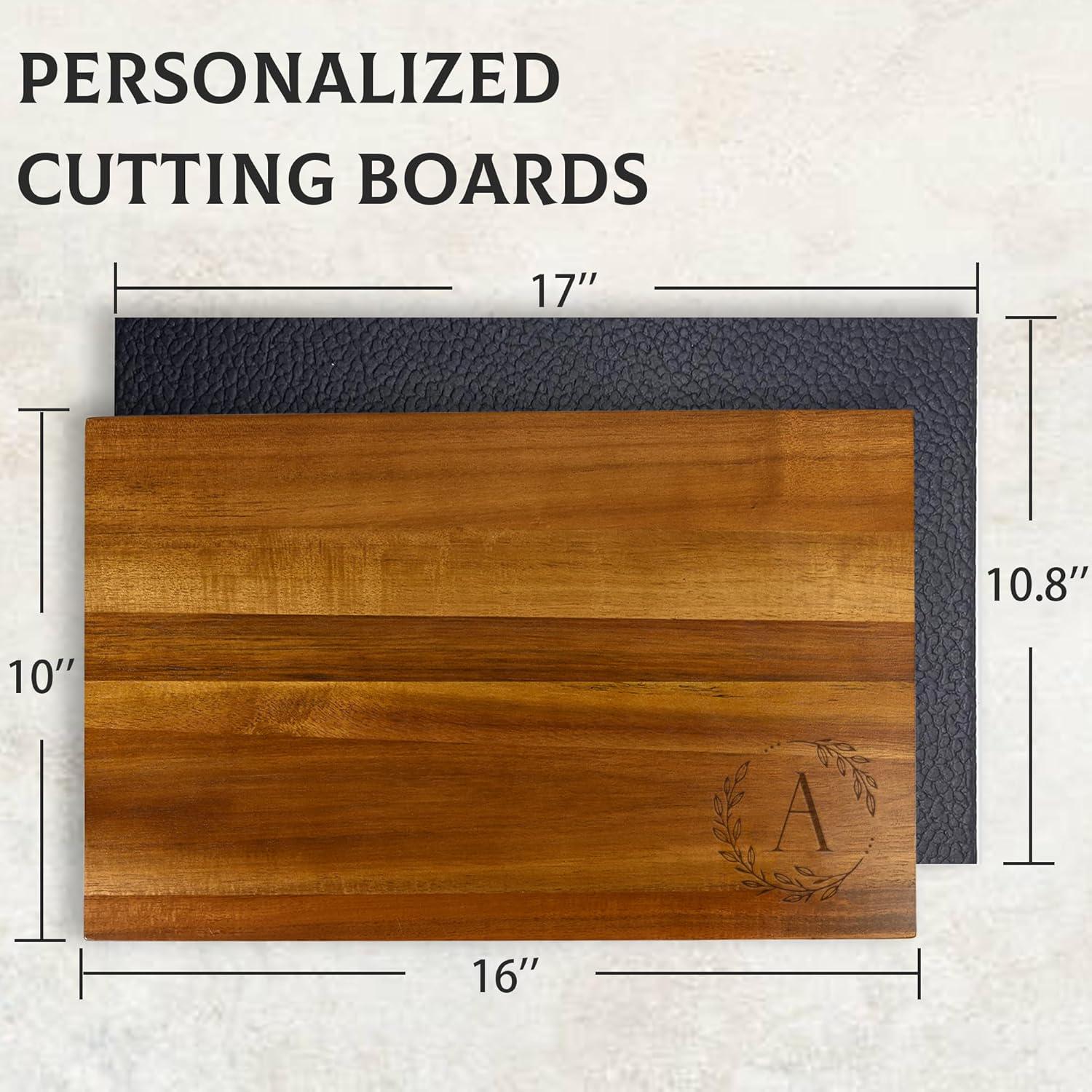 Personalized Cutting Board, 16"x11"x1" Acacia Wood, Monogrammed Charcuterie Board, Perfect Housewarming, Wedding, Anniversary, Birthday Gift