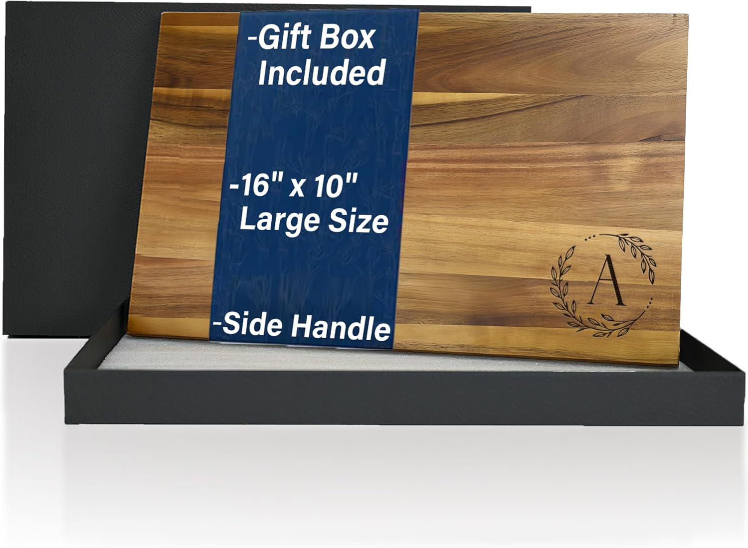 Personalized Cutting Board, 16"x11"x1" Acacia Wood, Monogrammed Charcuterie Board, Perfect Housewarming, Wedding, Anniversary, Birthday Gift