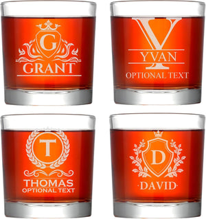 Personalized Whiskey Glass, Custom Monogrammed Whiskey Glass, Whiskey Gift for Dad, Grandpa, and Whiskey Lovers