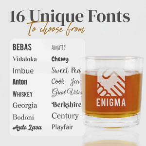 Custom Whiskey Glass with Custom Text, Logo and Bulk Pricing - Business, Corporate, Promotional, and Office Gifts, Party or Wedding Favors