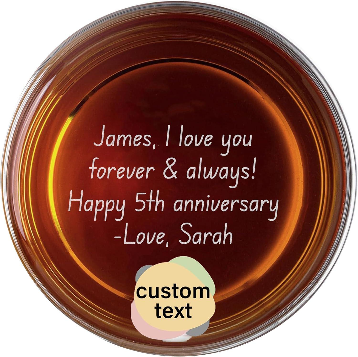 Custom Message Bottom Engraved Whiskey Glass, Your Custom Text or Handwritten Message - Personalized Gift for Men, Dad, Husband, Grandpa,