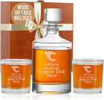 Custom Whiskey Decanter Set with Logo or Text, Custom Engraved Decanter with 2 Whiskey Glasses, Customized Gifts for Men, Birthday