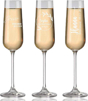 Personalized Bridal Party Wine Glasses  - Personalized Engraved Monogrammed Bridesmaids Wedding Glasses, for Bride and Maid of Honor