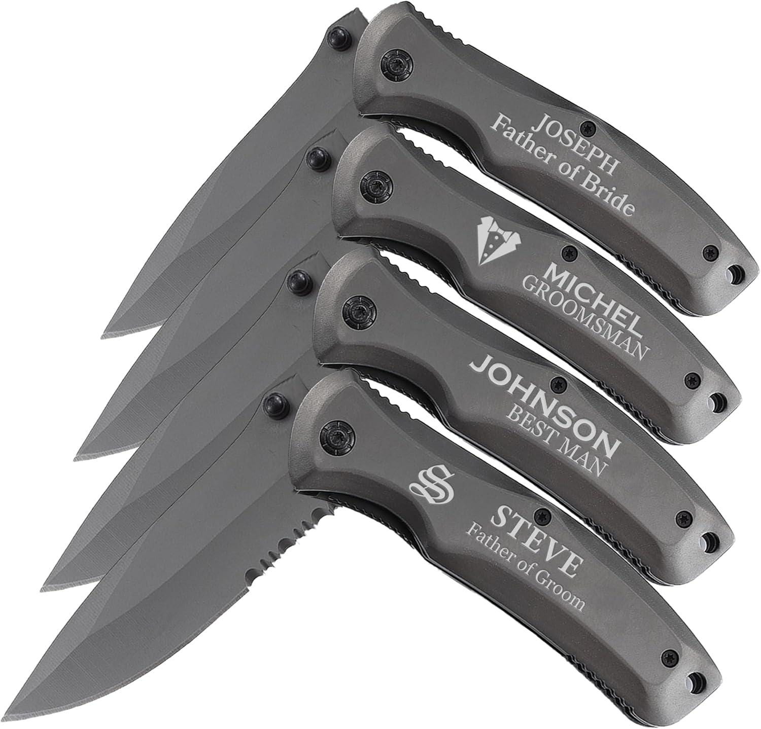 Personalized Groomsmen Knife, Custom Name Engraved Pocket Knife Gift for Best man, Groomsmen (1 Knife)